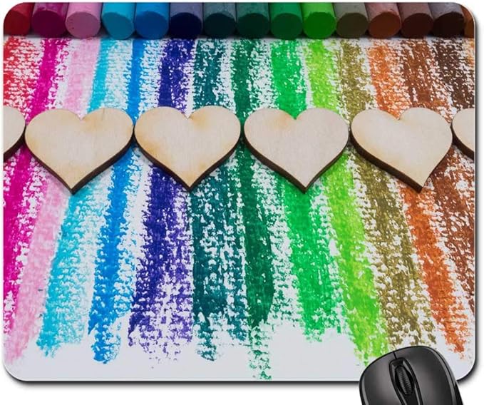 Download Amazon.com : Mouse Pad - Color Oil Pastels Colorful Heart Laser Cut Wood : Office Products