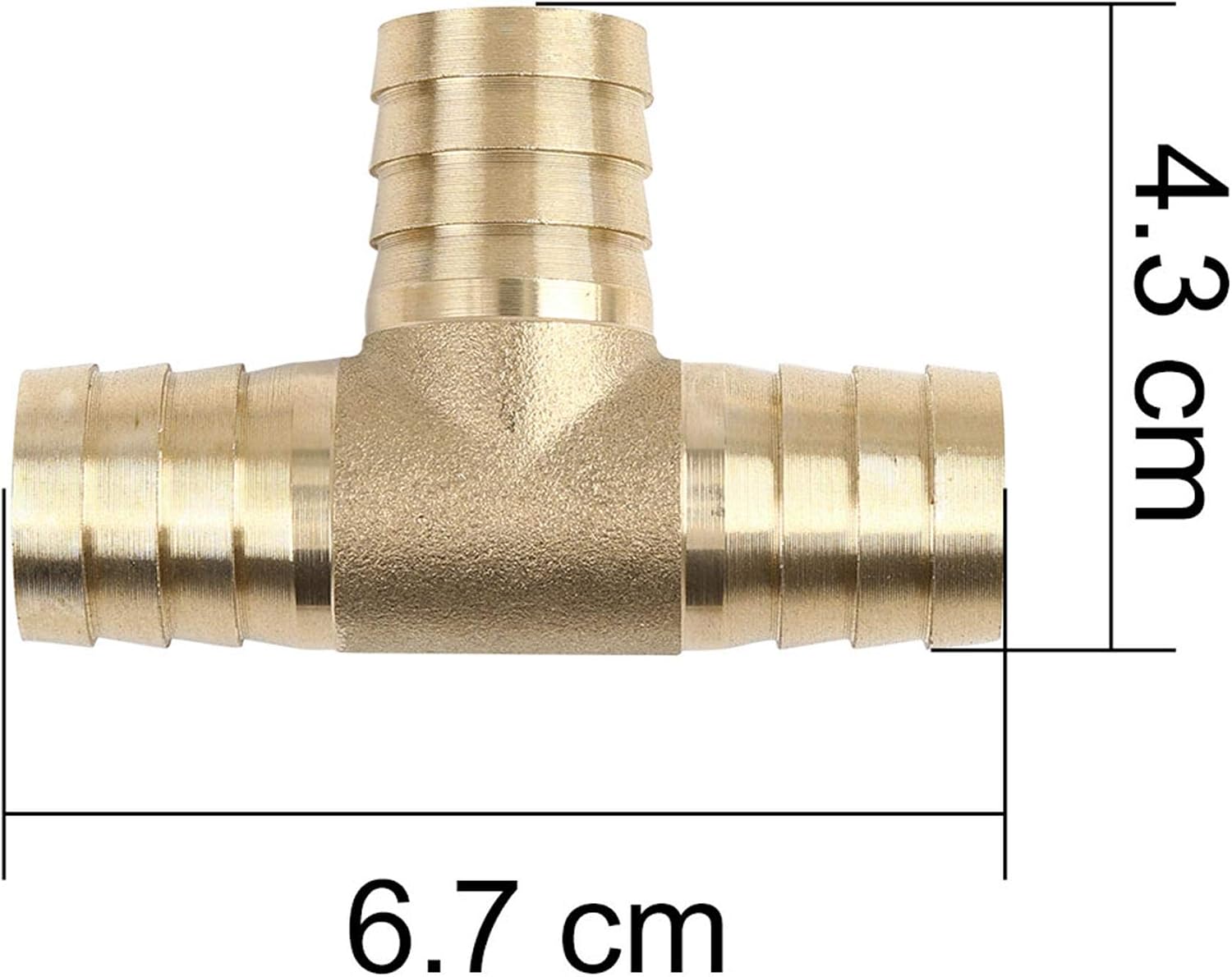X AUTOHAUX 19mm Hose Barb Brass Joiner Tee 3 Way Adaptor for Air Water Oil Pipe, Gold - Image 3