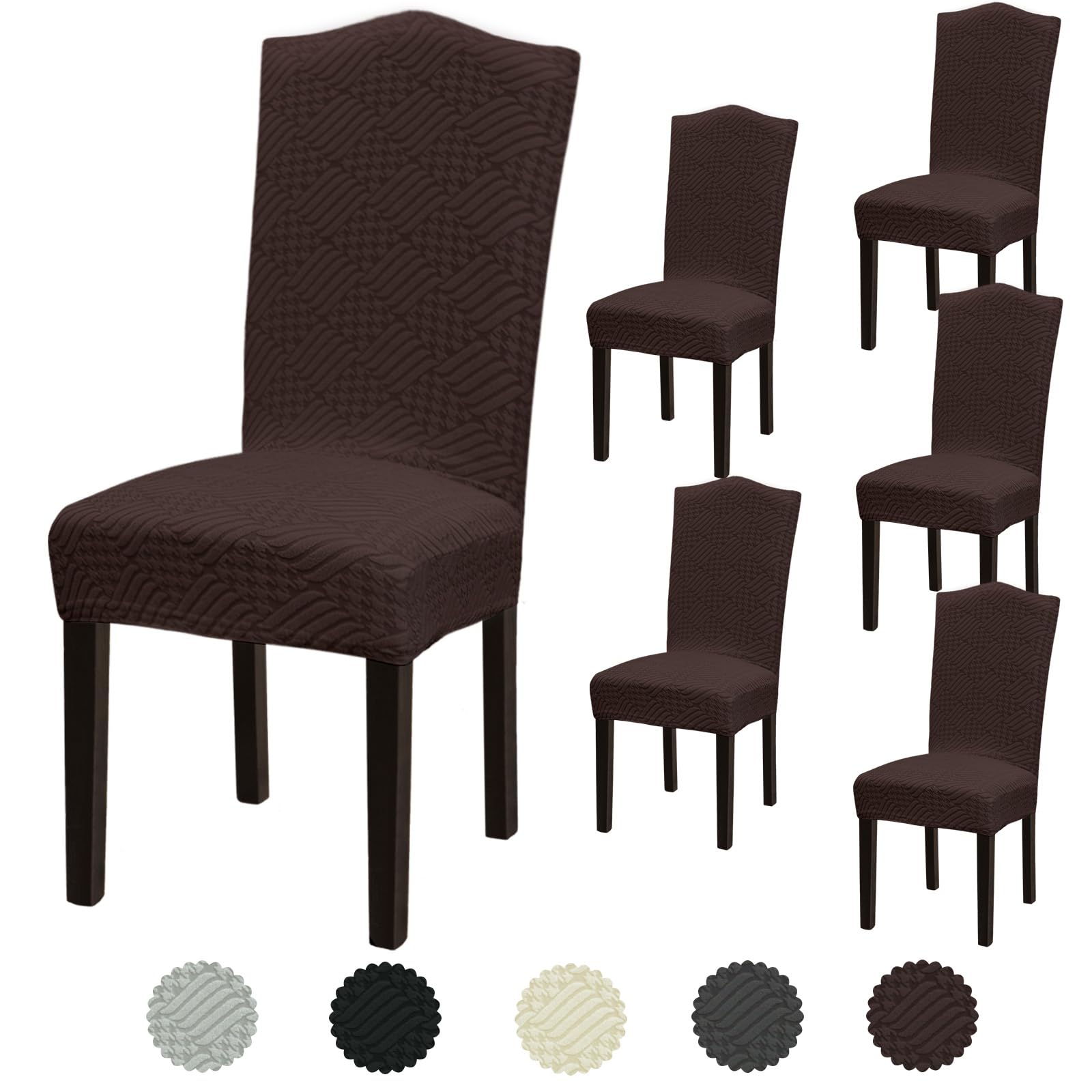 Fafua Stretch Dining Room Chair Covers Set of 6, Removable Washable Dining Chair Slipcovers for Dining Chairs, Dining Room, Hotel, Ceremony