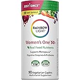 Rainbow Light Womens One + Multivitamin 50 Plus | 90 Caplets | Supports Menopause | Real Food Nutrients, Digestive Enzymes & Probiotics