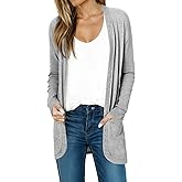 AYIFU Women's Casual Long Cardigan Sweaters Lightweight Long Sleeve Soft Open Front With Pockets