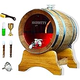 1.5 Liter Visualized Oak Aging Barrel with Stand, Bung &amp; Spigot, Wooden Mini Whiskey Barrel - Charred Oak Barrels for Aging Brandy, Bourbon, Cocktails, Rum, Tequila, Mead Wine, Gin