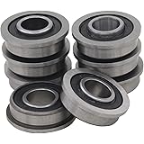 1/2" Bearing (Pack - 8), ID 1/2" x OD 1-1/8" - Lawn Mower and Wheelbarrows & Carts Wheel Bearing - Flanged Sleeve Precision Ball Bearing.