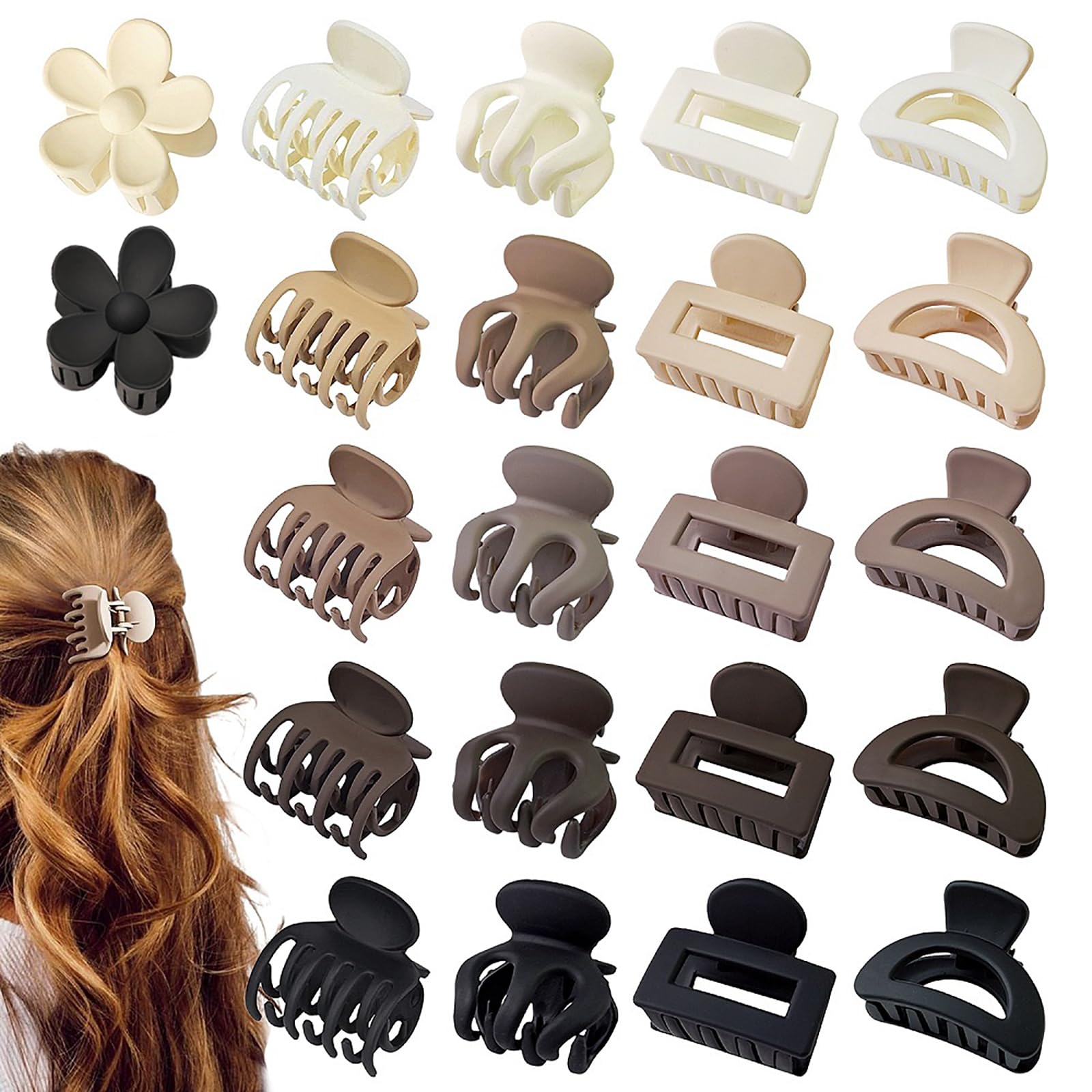 22PCS Small Hair Clips for Women & Girls, Durable Matte Claw Clips for Thin Hair, Strong Hold NonSlip Hair Claw Clips, Mini Hair Clips, Cute Hair Accessories