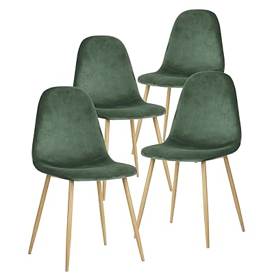 GreenForest Velvet Upholstered Dining Chairs with Metal Legs, Set of 4