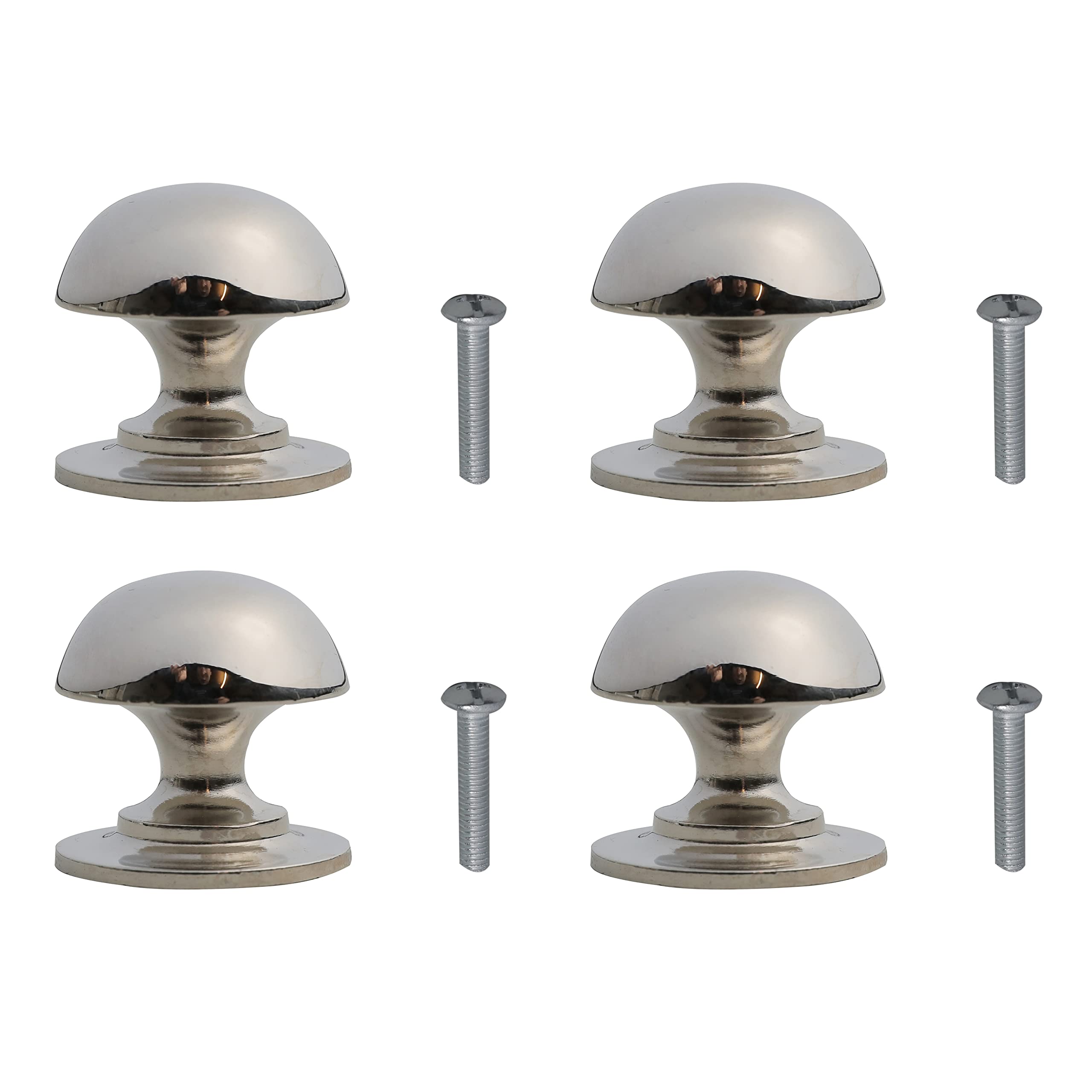 HARMAC HOUSE Chrome Cabinet Knobs 4 Pack Heavy Duty Round Pull Handles, 1.26 Inch/32mm Diameter,Kitchen Cupboard, Bedroom Dresser, Bathroom Wardrobe Door Handle Mushroom Handles Knobs (4)