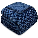 Whale Flotilla Faux Fur Sherpa Twin Size Blanket for Bed, Cozy Reversible Fuzzy Fluffy Plush Blankets for All Season, Warm and Soft, 60x80 Inch, Navy