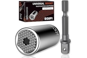 EGIFI Universal Socket Tools, Super Socket Mechanic Tool, Nut Driver Unscrew Anything Stocking Stuffers Gifts for Men Him Dad for Christmas, 2 PCS, Silver