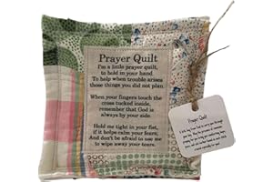MZIILYRN Handmade Pocket Prayer Quilt with Wooden Cross Inside, Colorful Sewn Quilts for Spiritual Comfort, Christian Gift for Family, Friends, and Yourself (A)