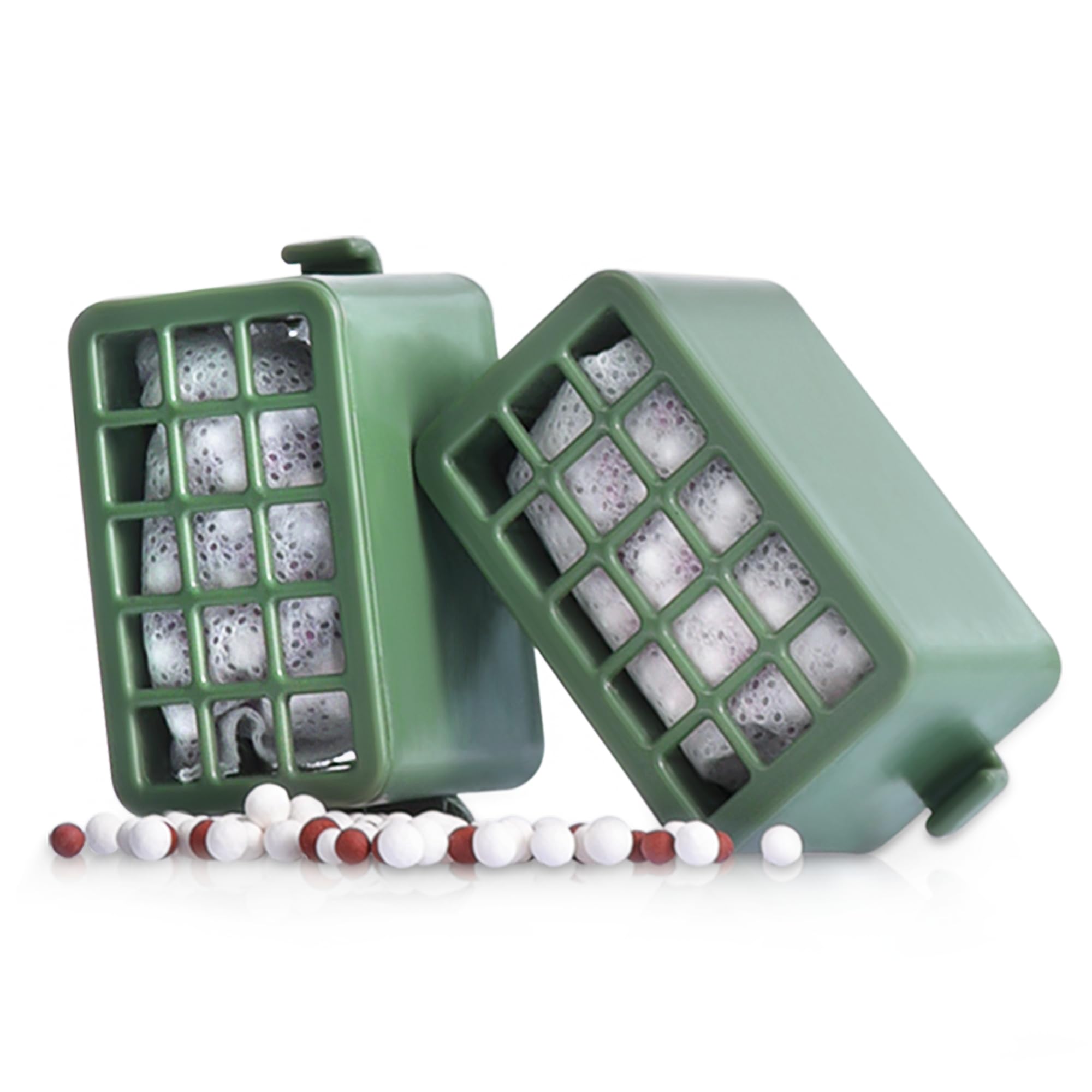 NEPTONION 2-Pack Replacement Filters Reptile Water Feeder, Premium Filtration Boxes for 6 Months Fresh Water，Green