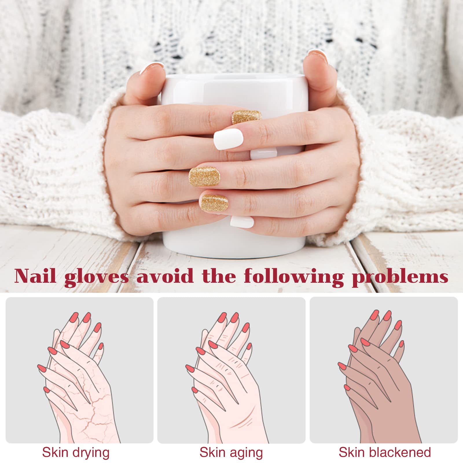 4 Pairs UV Protection Gloves for Gel Nails, UV Light Manicure Gloves for Nail Lamp