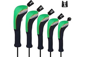 Andux 5Pcs/Set Gold Golf 460cc Driver Fairway Woods Hybrids Club Head Covers MT/ZH15