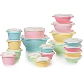 Tupperware Heritage 36-Piece Vintage Pastel Set (18 Containers + 18 Lids) | Plastic Food Storage Containers with Secure Lids, BPA-Free Materials, &amp; Dishwasher-Safe for Kitchen Storage or Meal Prep