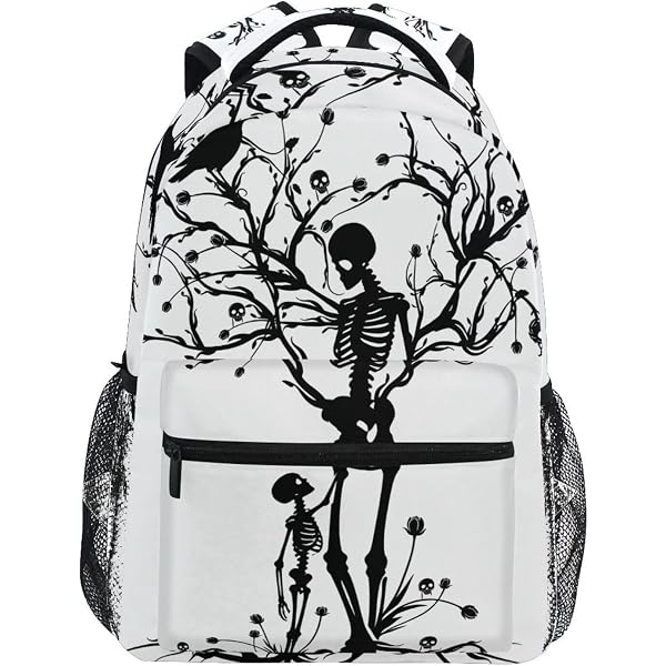 Amazon.com: ALAZA Skull Floral Tatto Halloween Backpack  display picture 1
