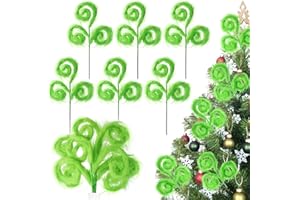 6 Pcs Christmas Decorations, 17inch Bendable Rotating Christmas Tree Topper, Green Furry Xmas Ornaments (6PCS)