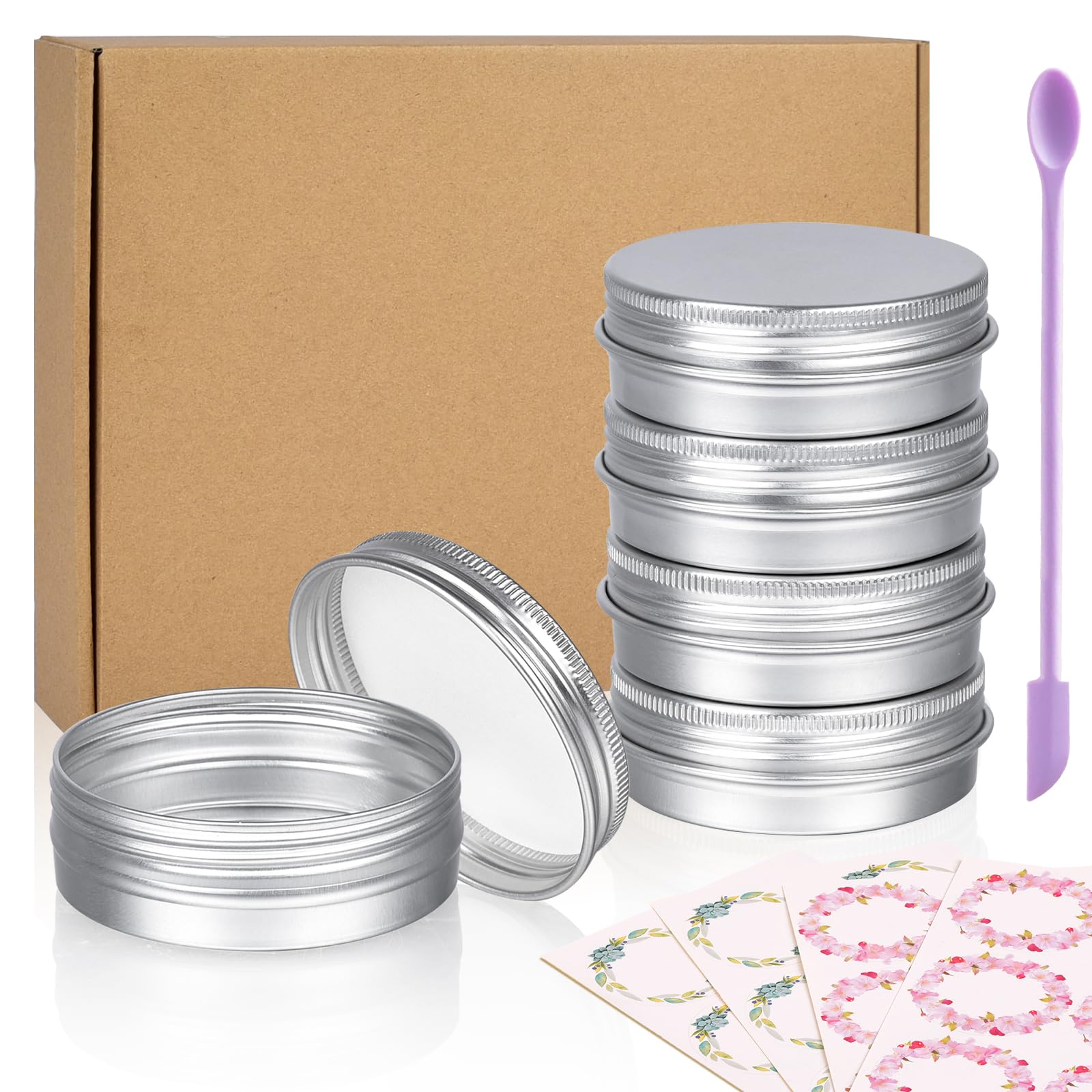 Sopito Aluminum Tin Cans, 24pcs 60ml/2oz Metal Round Tins Small Tin Screw Lid Containers Empty Travel Jars for Candles, Salve, Cosmetics