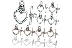 Holibanna 60 Sets Heart-shaped Alloy Toggle Clasps for DIY Jewelry Making Bracelet and Necklace Connectors
