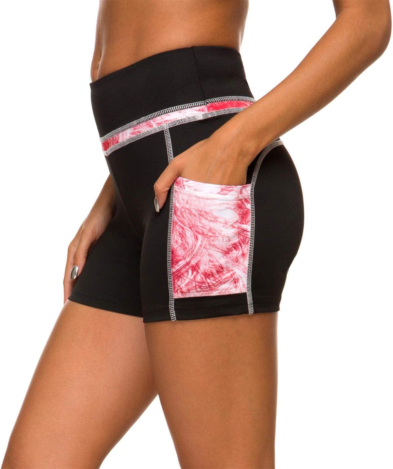 Flatik Womens Active Running Yoga Short Workout Shorts with Pocket