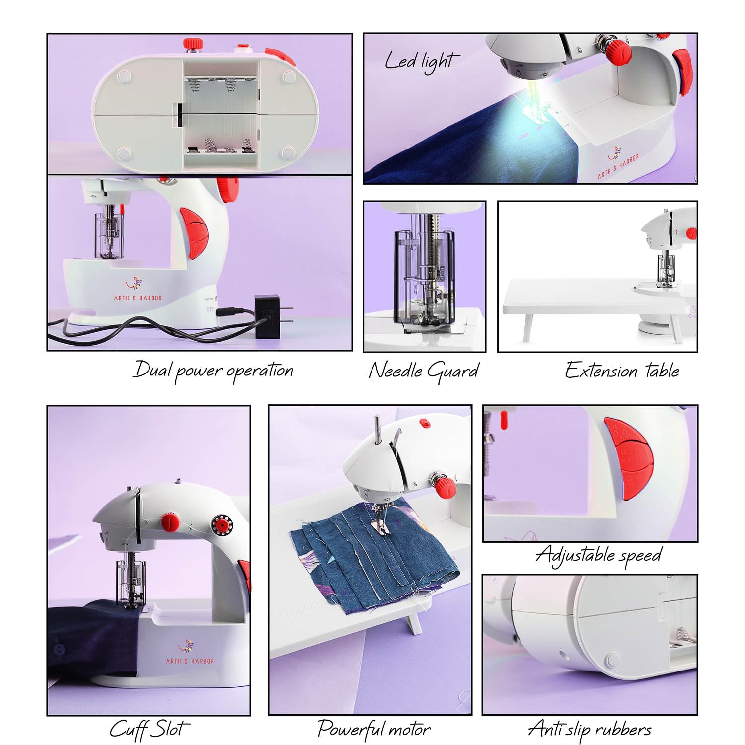 Mini Sewing Machine for Beginners Adult, 48-Piece Portable Sewing Machine, Dual Speed Adults and Kids Sewing Machines, Travel Beginner Sewing Machines with Sewing Kit and Book