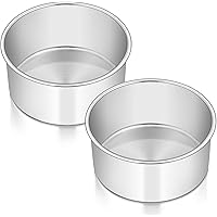 6 x 3 Inch Round Cake Pans, E-far Stainless Steel Deep Cake Baking Pan for Layer Cake Chiffon Cheesecake, Healthy Metal…