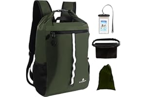 Sunnylon Dry Bag Backpack,20L Dry bags Waterproof Kayaking with Waist Pouch and Phone Case,Waterproof Backpack Marine dry bag for Kayaking,Beach,Rafting, Boating,Hiking,Camping and Fishing (Green)