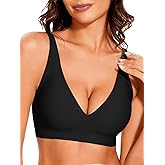 Yidyejk Deep V Wireless Bras for Women, Women's Full Coverage Push Up Seamless Bra No Underwire, Smoothing Seamless Bralettes