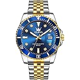 OLEVS Men's Stainless Steel Watches, Big Face Easy Read Analog Quartz Men Dress Watch with Calendar Date, Fashion Casual Waterproof Luminous Wrist Watches for Men