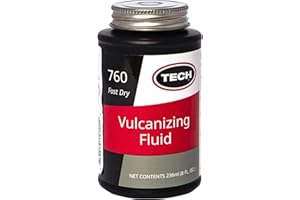 TECH TIRE REPAIRS TECH Chemical Vulcanizing Fluid, 8 Fl Oz – Rubber Cement for Permanent Bonding of Plugs, Patches, and Cap Fixes, Ideal for Sidewalls, Treads, and Shop Use, Fast-Drying Adhesive