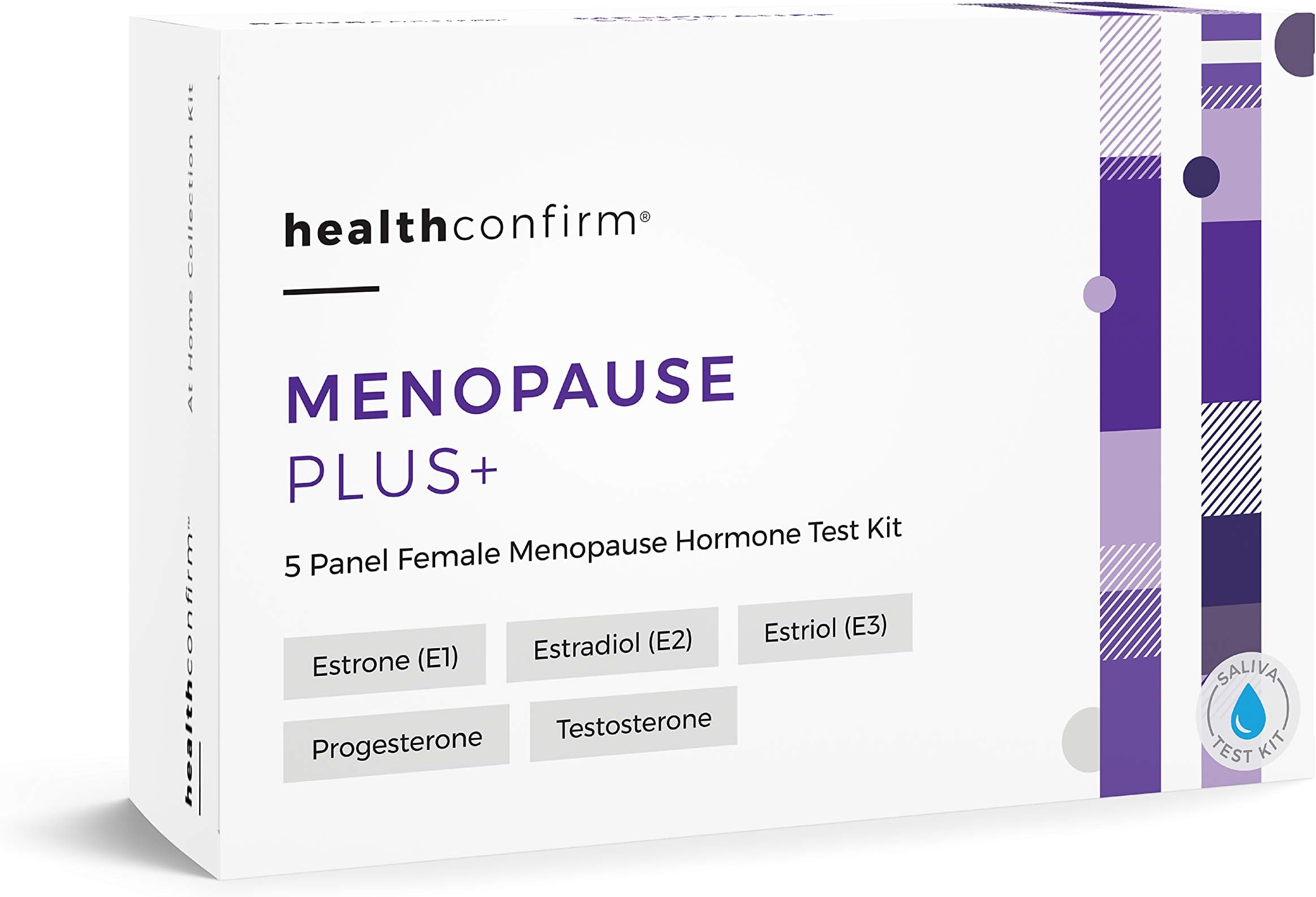 HealthConfirm - Menopause Plus - at-Home Test Kit - 5 Panel Female Hormone Saliva Collection Kit