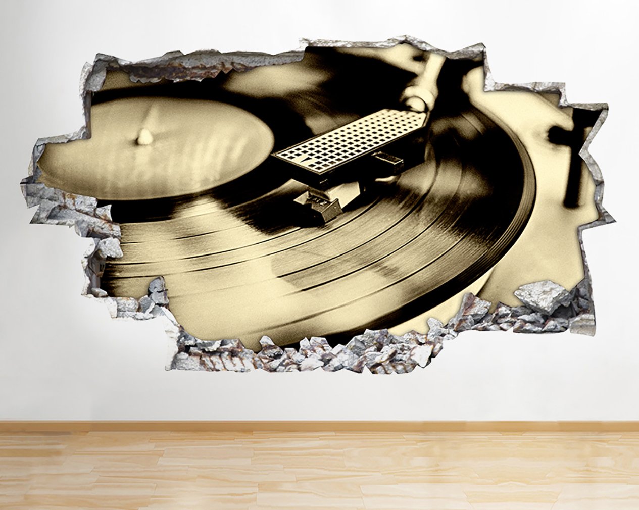 R296 Music Record Turn Table Song Smashed Wall Decal 3D Art Stickers Vinyl RoomKids Bedroom Baby Nursery Cool Livingroom Hall Boys Girls