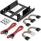 deleyCON Einbaurahmen SET f&uuml;r 2x 2,5" Festplatten / SSD's auf 3,5" Adapter Wechselrahmen / Halterung inkl. Schrauben 2 SATA Kabel & 2 Stromadapter