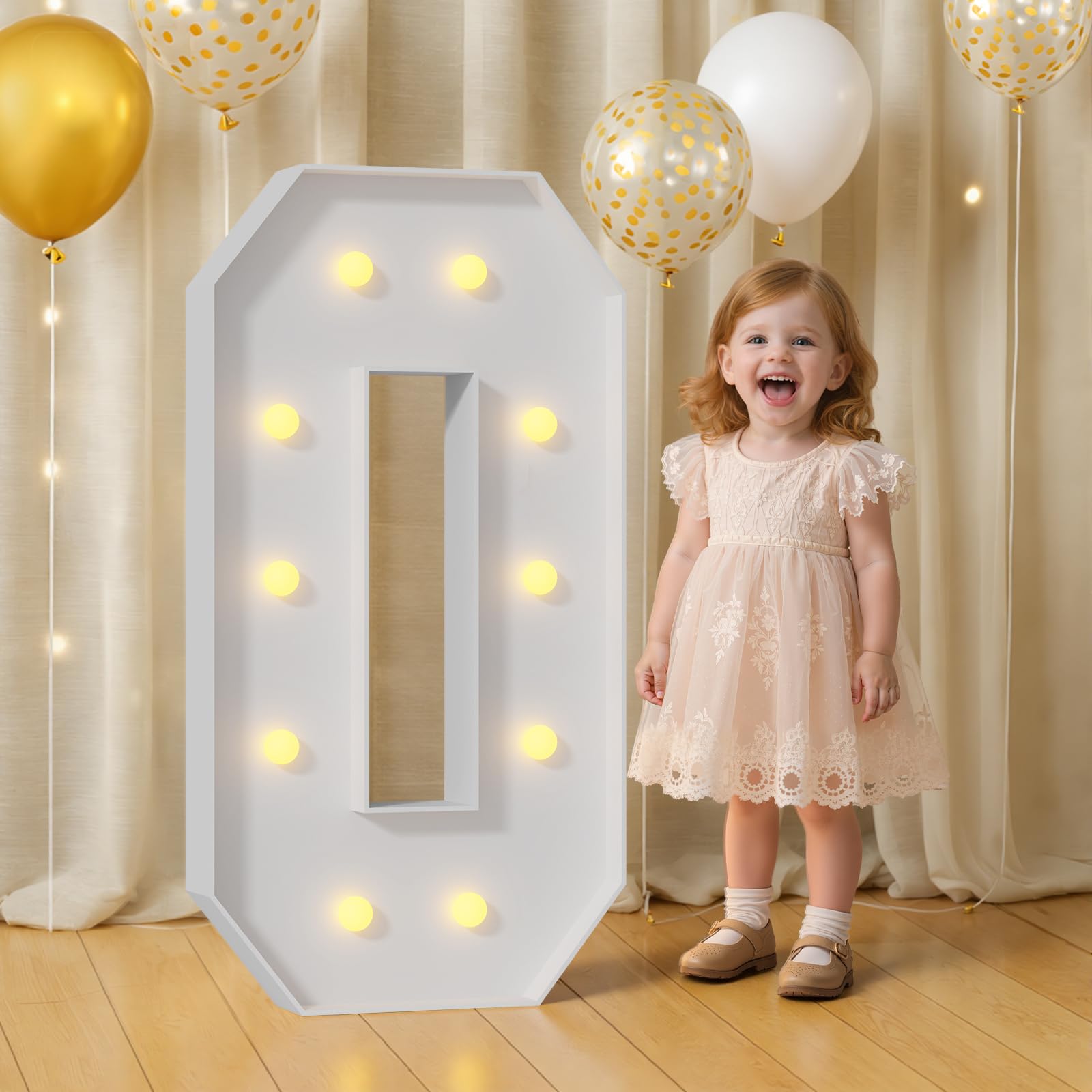 Photo 1 of 4FT Marquee Numbers 0 Light Up Numbers for Party Foam Cardboard 10th 50th 2026 Graduations Birthday Party Decorations Backdrop Anniversary Sign 0