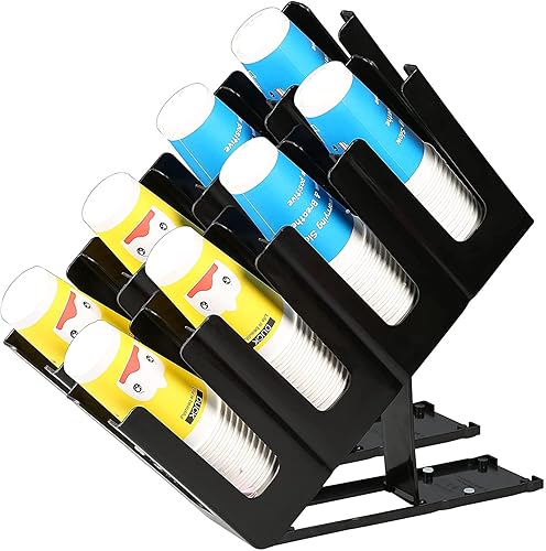 Hakka Commercial Coffee Cups and Lid Holder, 8-Section Mug Rack Stand  Slanted Organizer 2Pack Countertop Cup Dispenser for Restaurant Counter,  Drinks