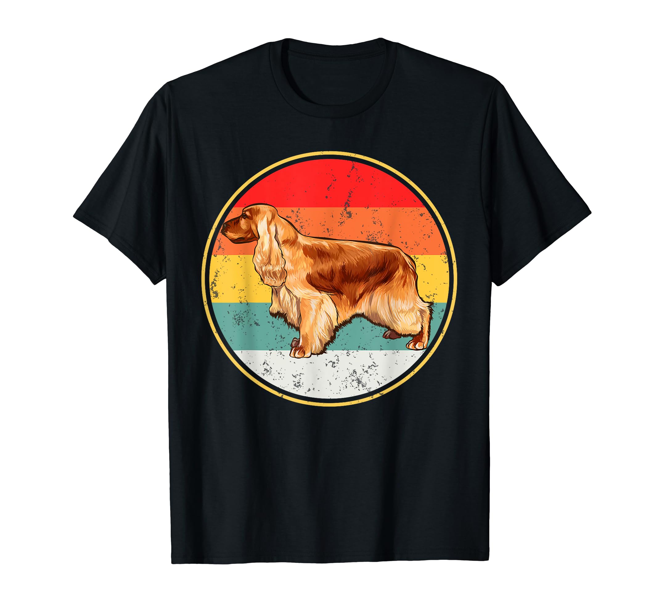 Vintage Retro Sunset English Cocker Spaniel Dog T-Shirt