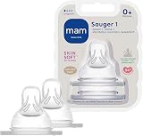 MAM Set of 2 Size 1 Anti Colic Baby Bottle Teats from birth