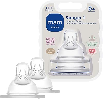 MAM Set of 2 Size 1 Anti Colic Baby Bottle Teats from birth