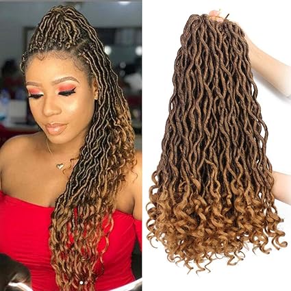 6 Packs Lot Faux Locs Crochet Hair Braiding Goddess Locs Crochet Hair Braids With Curly Ends Deep Wave Wavy Pre Looped 24 Roots Pack Ombre Twist