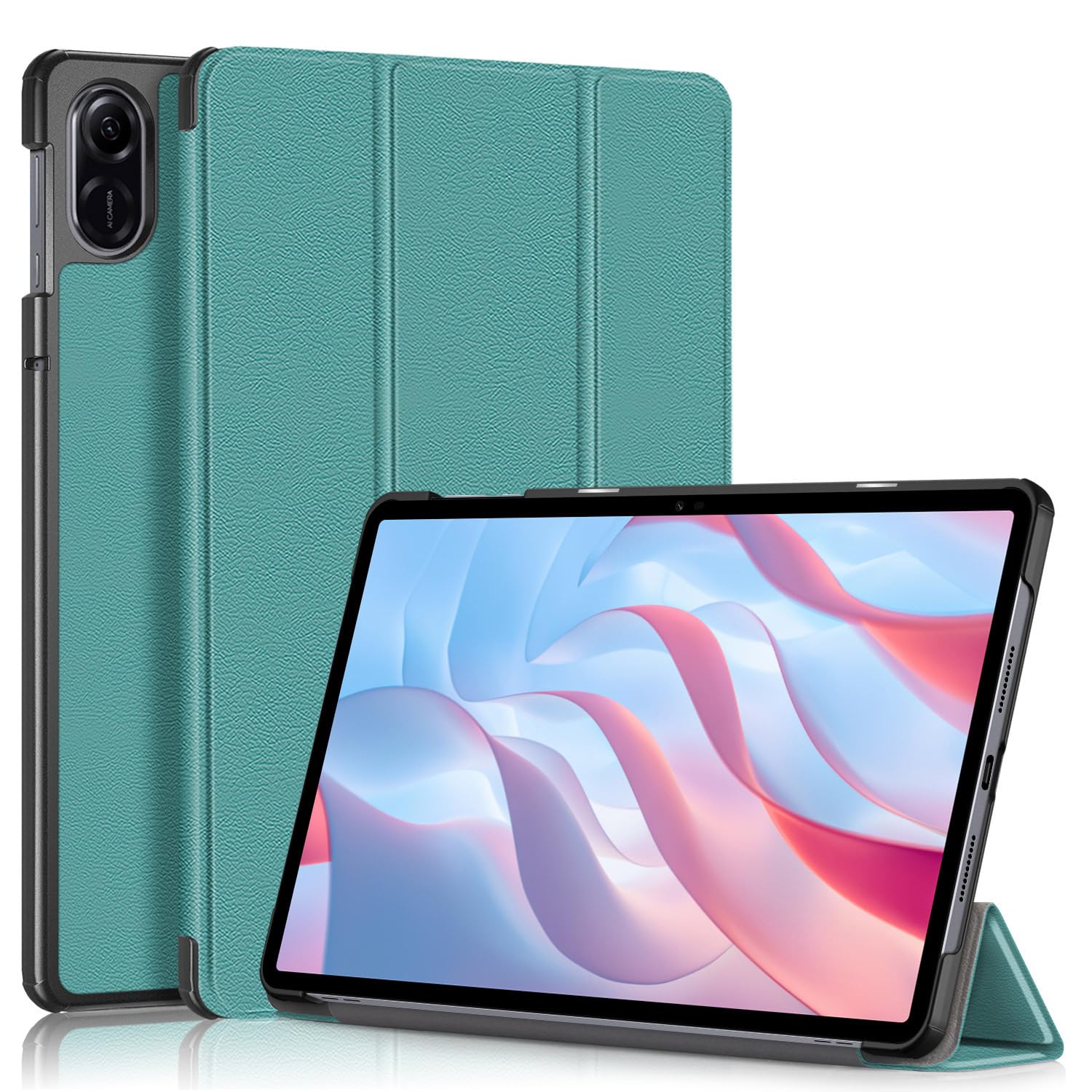 INSOLKIDON Compatible with HUAWEI HONOR Pad X9/ X8 PRO 11.5 inch Tablet case, Full Coverage Ultra Slim leather Cover Case with folding Stand Cover Rugged with Auto Sleep/Wake hard shell (Cyan)