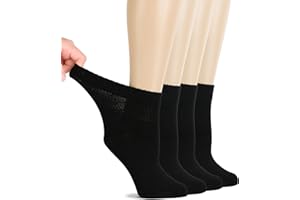 Hugh Ugoli Diabetic Socks for Women Rayon Derived from Bamboo, Soft, Ankle, Thin, Wide, Loose, Non-Binding Top, 4-8 Pairs