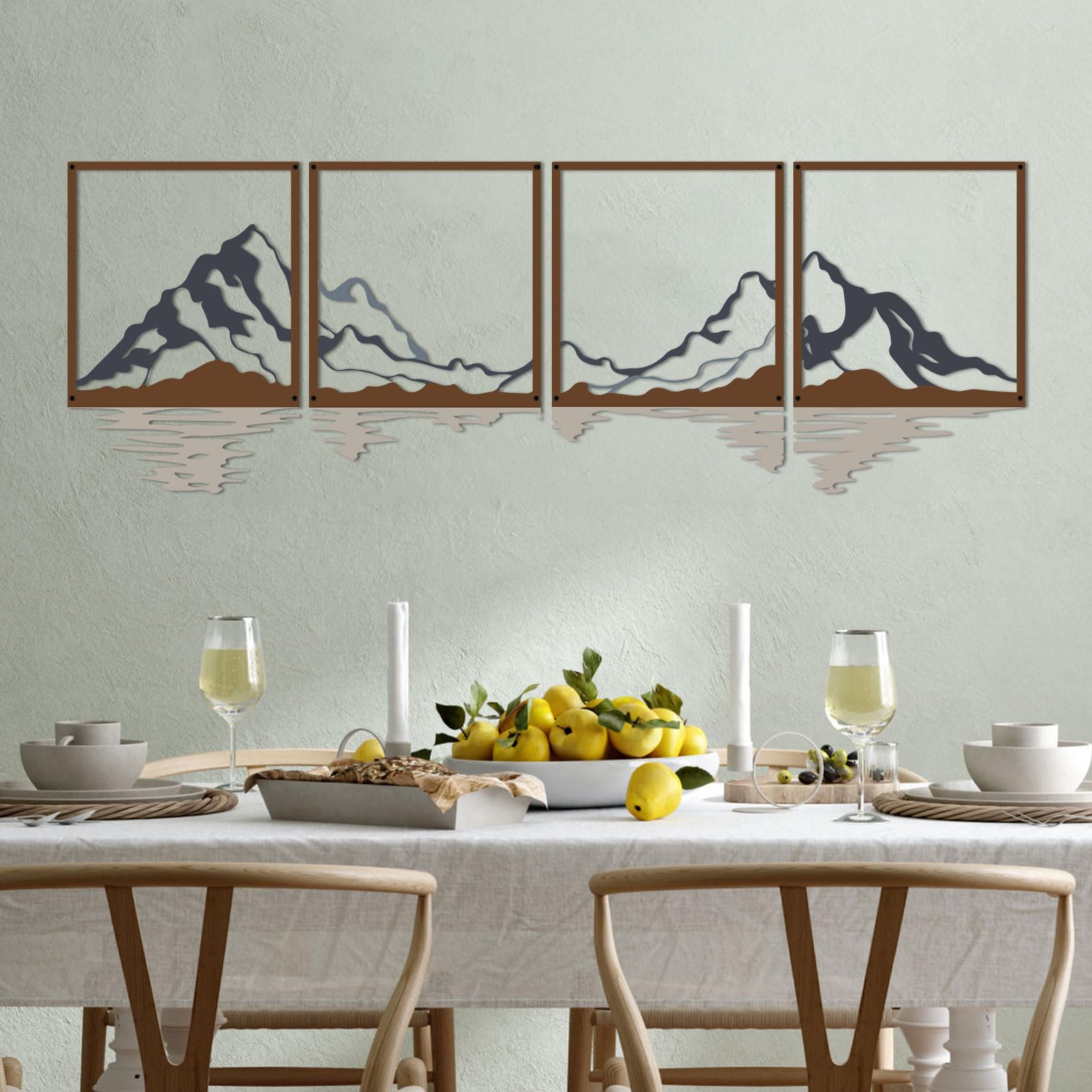 Photo 1 of ESTART 4 PCS Metal Mountain Wall Art, Large Mountains Wall Decor, Mountain Forest Decorative Painting Suitable For Living Room Bedroom Office Indoor And Outdoor