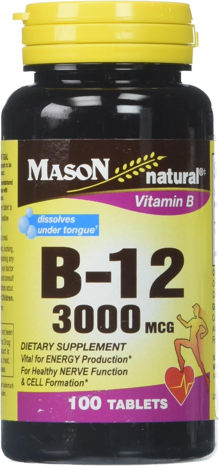 Mason Vitamins B 12 3000 Mcg Dissolves Under Tongue Tablets, 60 Count