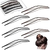 Waydress 36 Pieces U Shaped Hairpins Ballet Buns Bobby Pins U Hair Styling Metal U Bun Hairpins for Updo Bun Bobby Pins for Women Lady Thick Thin Long Curly Hair (Black, Brown, 3 Inches)