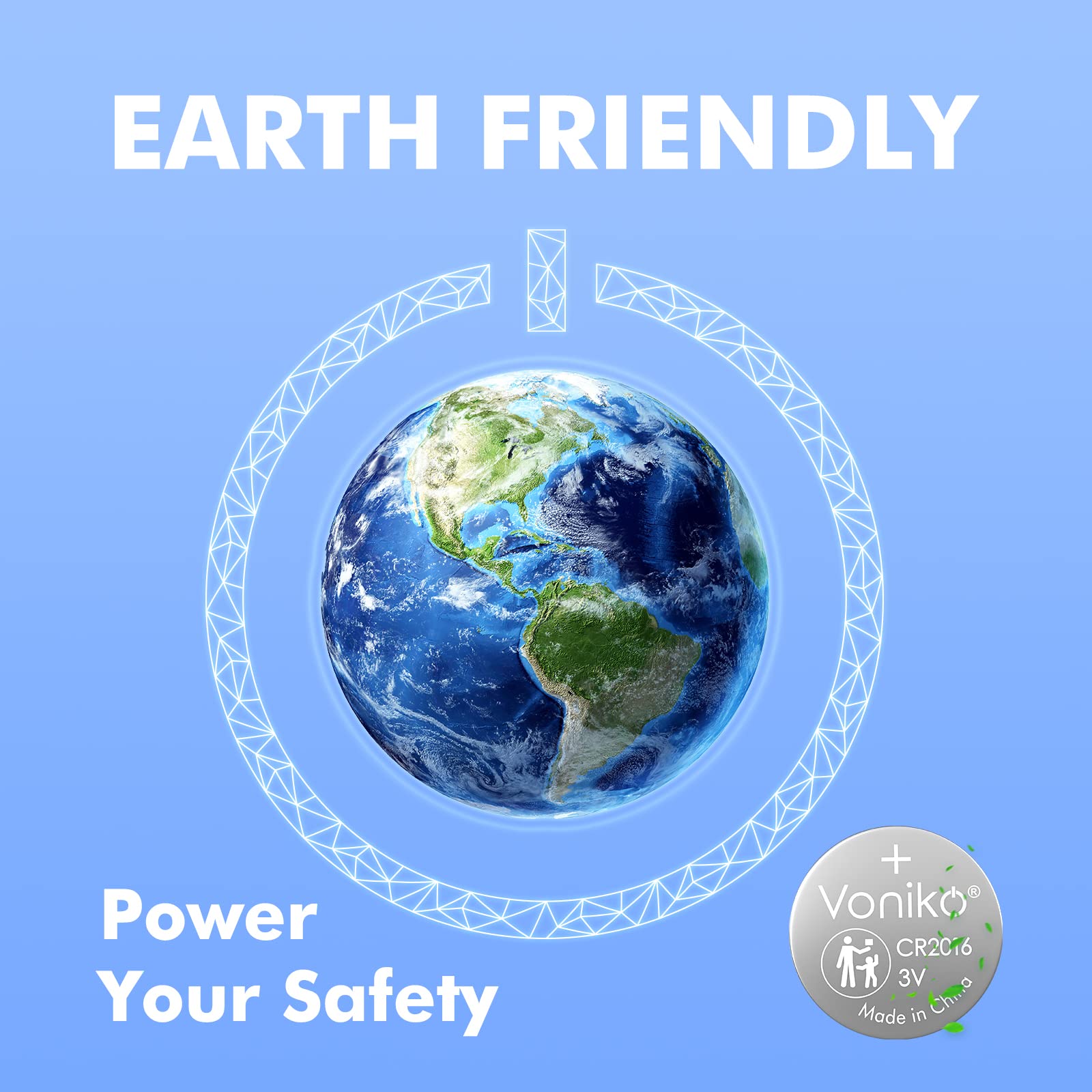 Voniko CR2016 3V Lithium Batteries 5 Pack for Child Safety, Compatible with Remotes, Key Fobs, Glucose Monitors - 7 Years Shelf Life