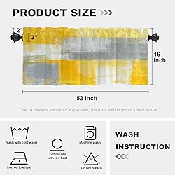 Batmerry Grey Abstract Art Valance Curtains, Yellow