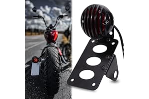 Rich Choices Motorcycle Tail Lights with Side License Plate Bracket Brake Lights Integrated Stop Light Waterproof Aluminum Universal 12V for Sportster 883 1200 Cruiser Bobber Chopper(Black#2)