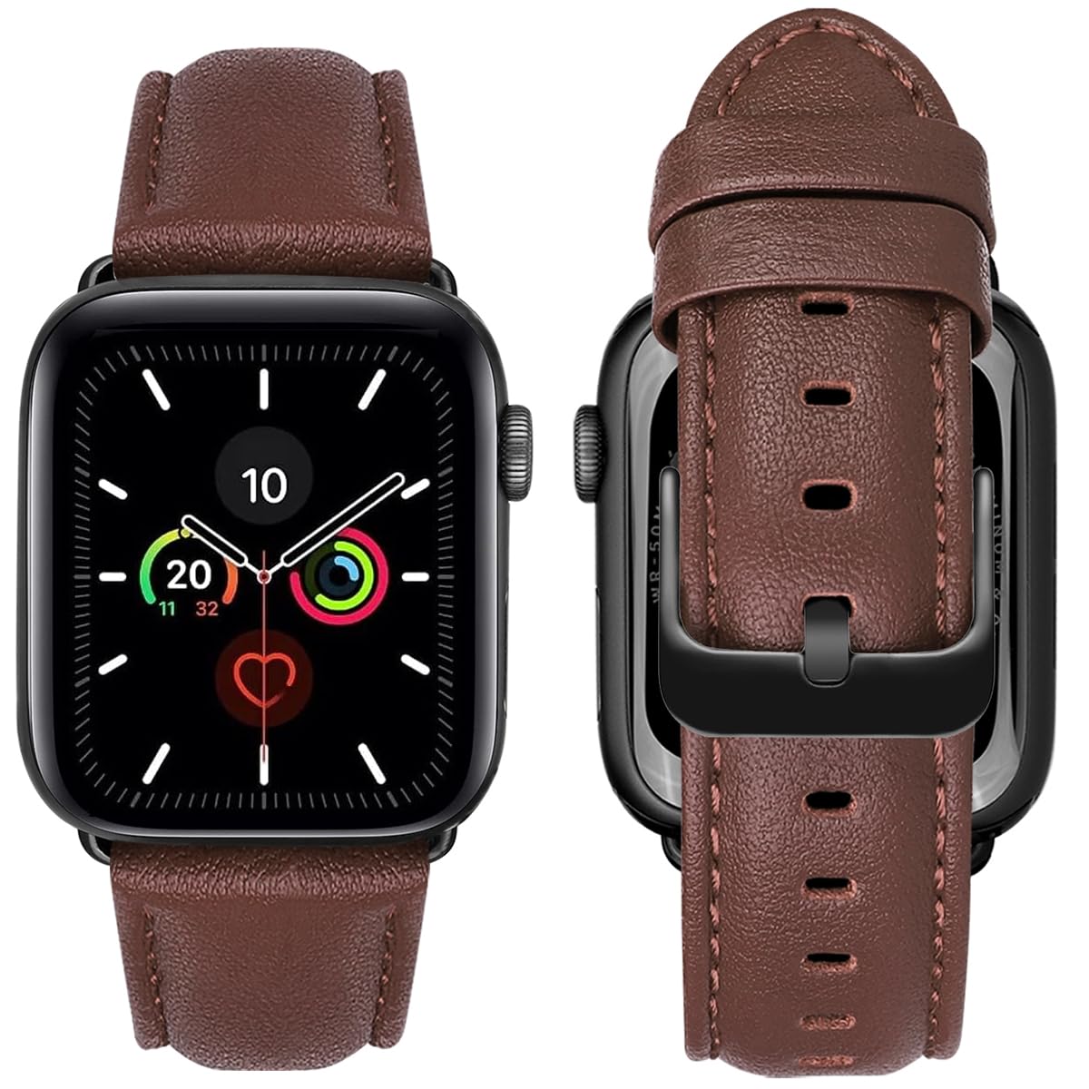 MroTech Compatible with Apple Watch Strap 42mm 44mm 45mm 49mm,Genuine Leather Band Replacement Straps Compatible with iWatch Strap Series Ultra 8 7 6 5 4 3 2 1 SE Watch Band,42 44 45 49 mm-nappa Brown