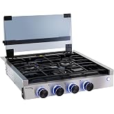 RecPro RV Built In Gas Cooktop | 2 Burner or 3 Burner | RV Cooktop Stove | 6,500 and 8,000 BTU Burners | Cover Included (Stai