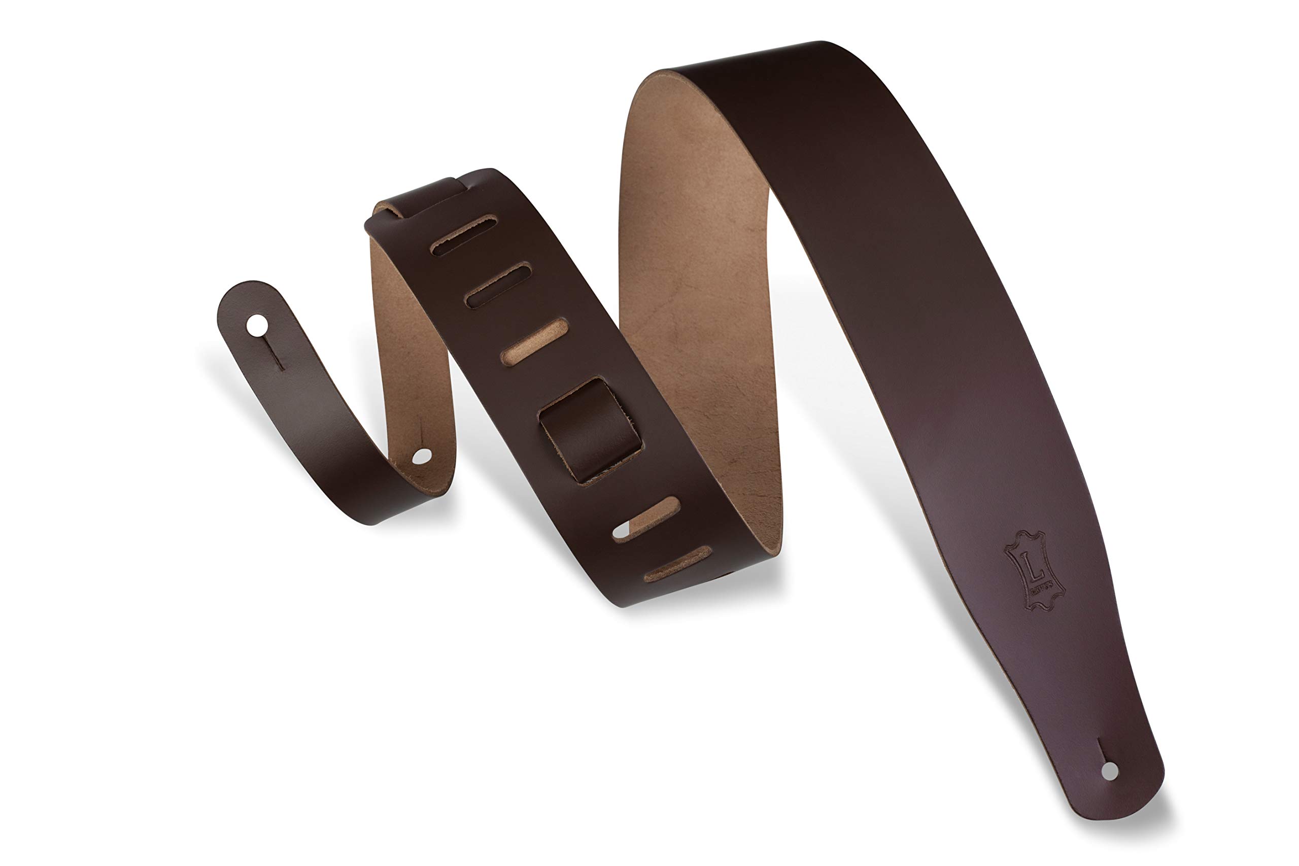 Levy's Leathers M26-DBR 2 1/2" leather guitar strap. Adjustable from 38" to 51"; Dark Brown