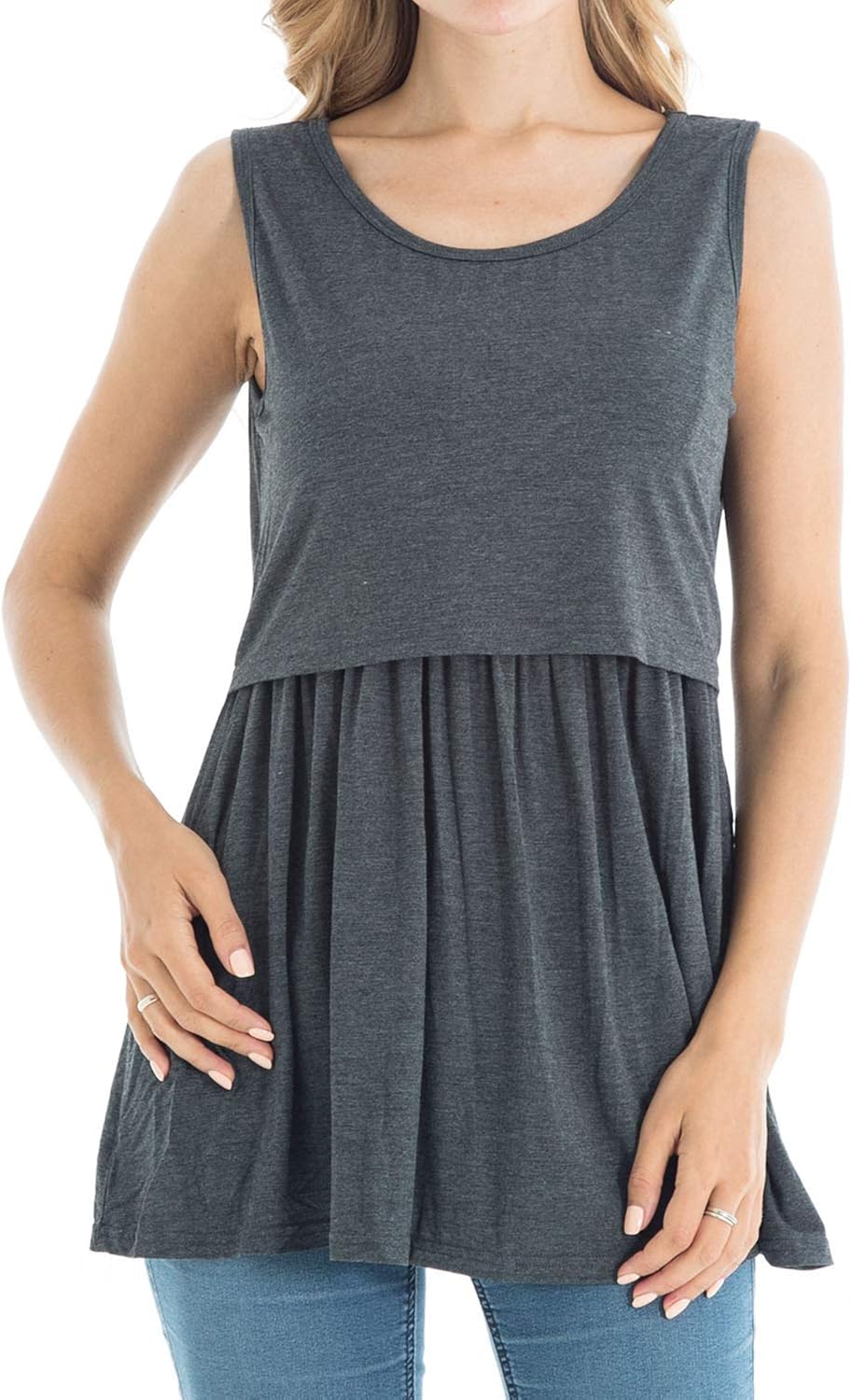 Bearsland Women's Maternity Nursing Tank Tops Sleeveless Scoop Neck Breastfeeding Shirt Pregnancy Clothes at  Women’s Clothing store