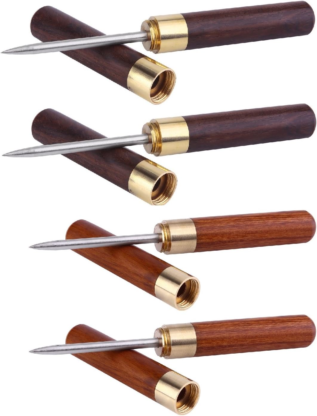 Anndason 4 Pcs Stainless Steel Ice Picks with Wooden Handle and Safety Cover Kitchen Tool